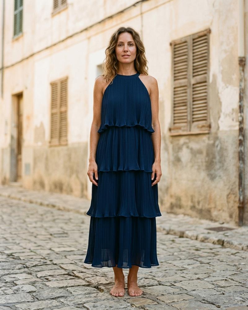 Macys Wear - Sasan | Gestuftes Plissiertes Kleid Damen