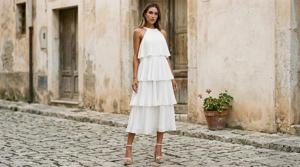 Macys Wear - Sasan | Gestuftes Plissiertes Kleid Damen