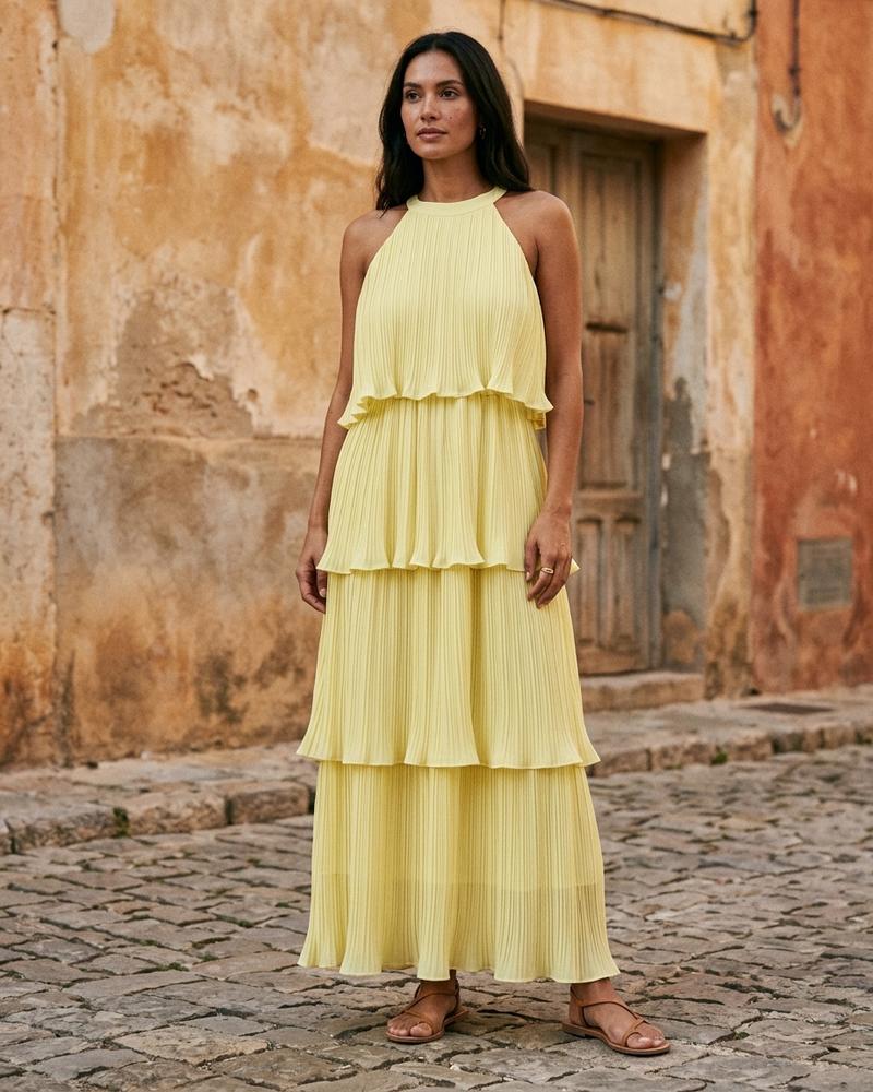 Macys Wear - Sasan | Gestuftes Plissiertes Kleid Damen