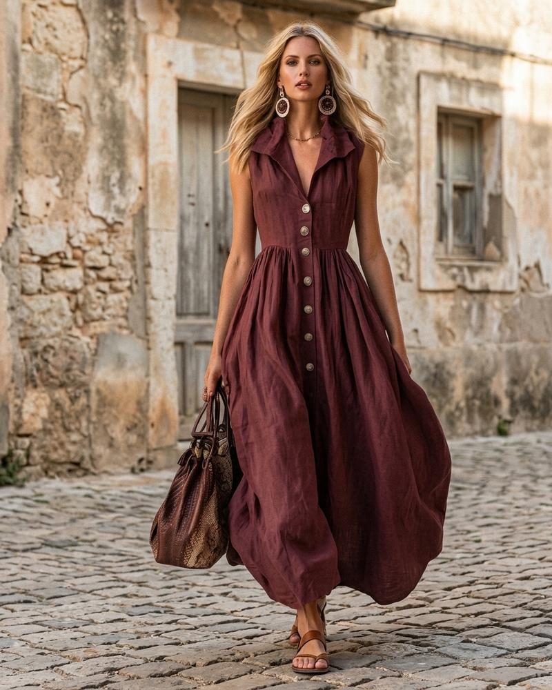 Macys Wear - Lomin | Ärmelloses Durchgeknöpftes Kleid Damen