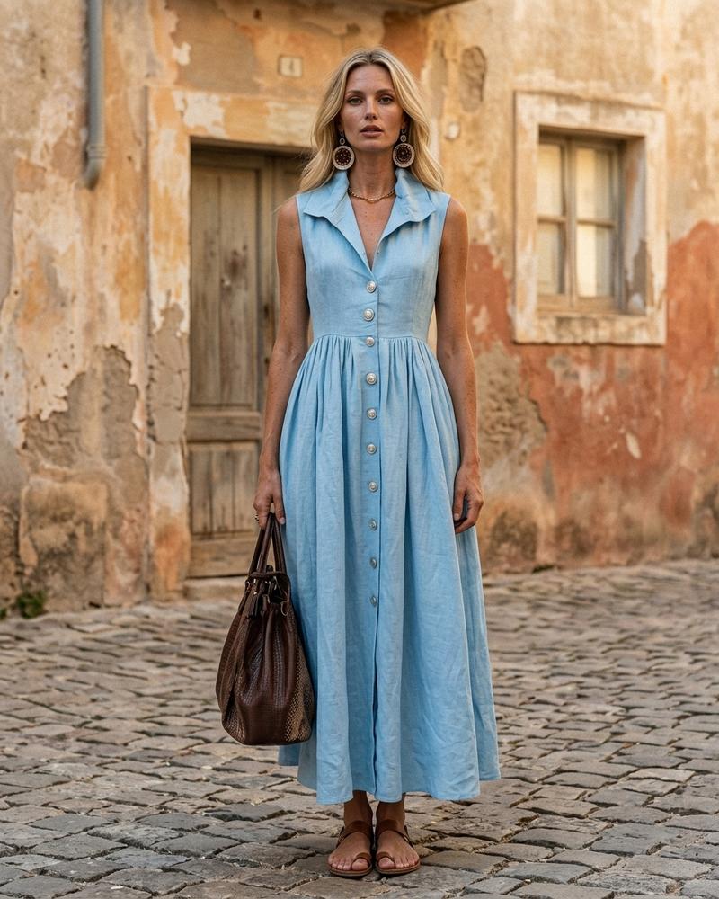 Macys Wear - Lomin | Ärmelloses Durchgeknöpftes Kleid Damen