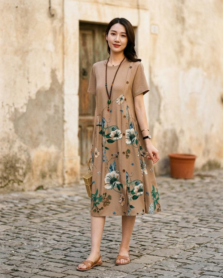 Macys Wear - Yolin | Asymmetrisch Geblümt Kleid Damen