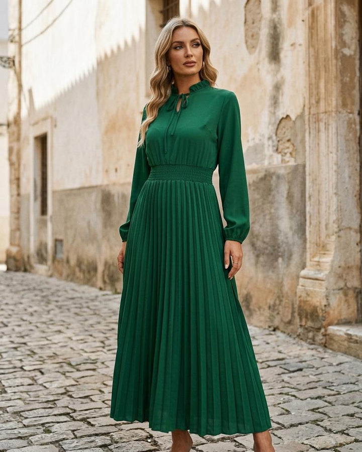 Macys Wear - Kamon | Plissiertes Langärmliges Kleid Damen