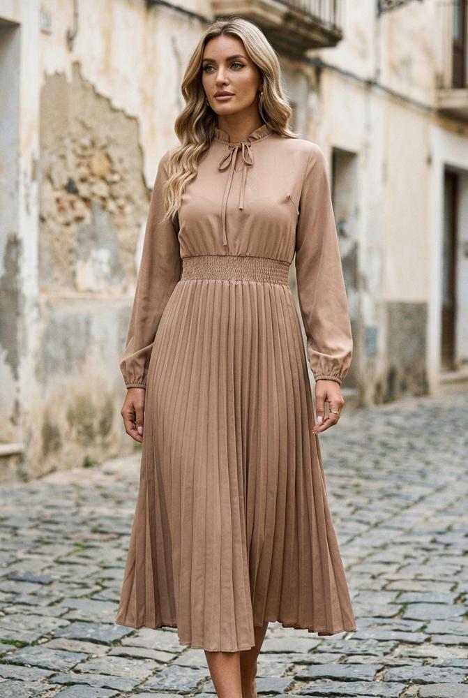 Macys Wear - Kamon | Plissiertes Langärmliges Kleid Damen