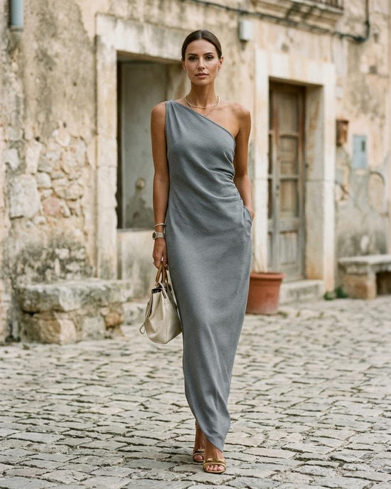 Macys Wear - Laser | Asymmetrisch Ärmellos Kleid Damen