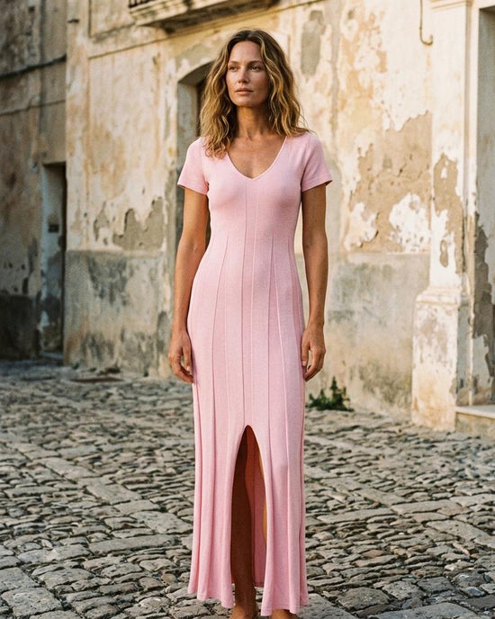 Macys Wear - Mitor | Kurzärmliges Geripptes Kleid Damen