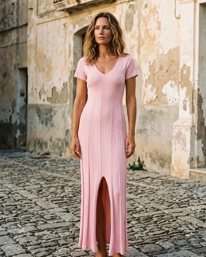 Macys Wear - Mitor | Kurzärmliges Geripptes Kleid Damen