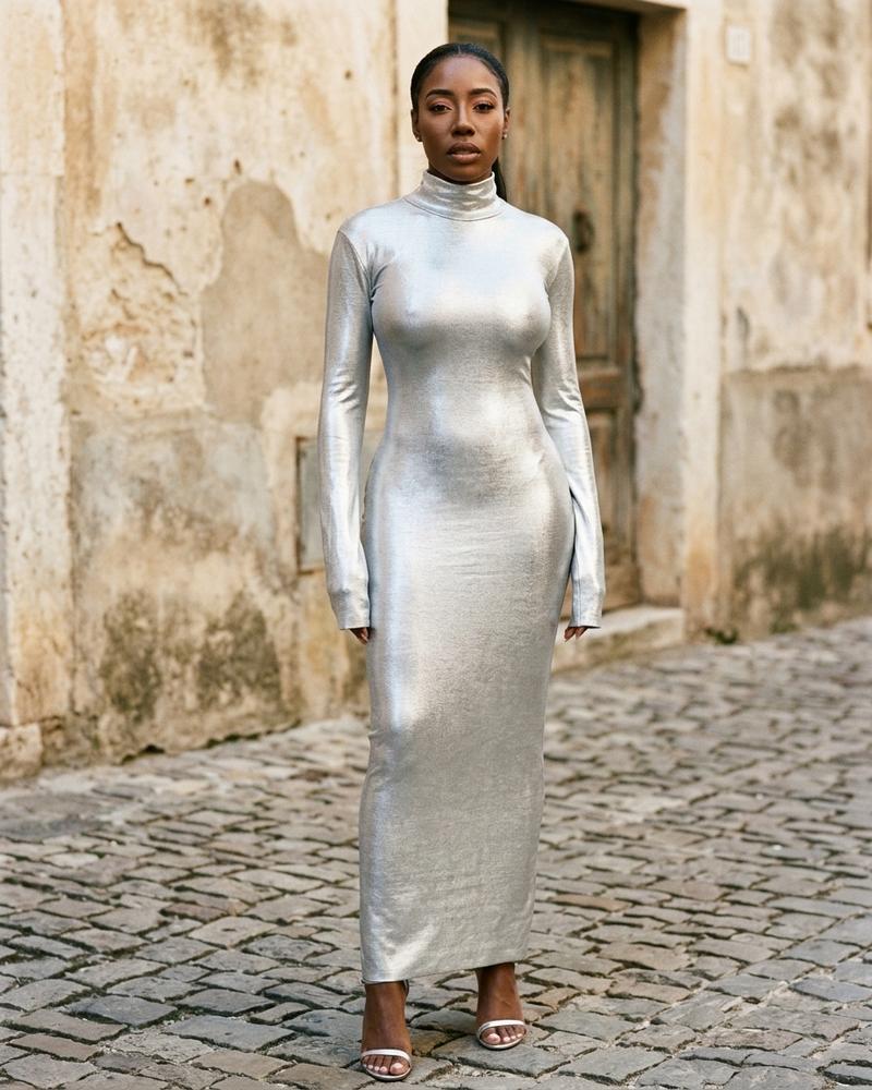 Macys Wear - Zevin | Glänzend Körperbetont Kleid Damen
