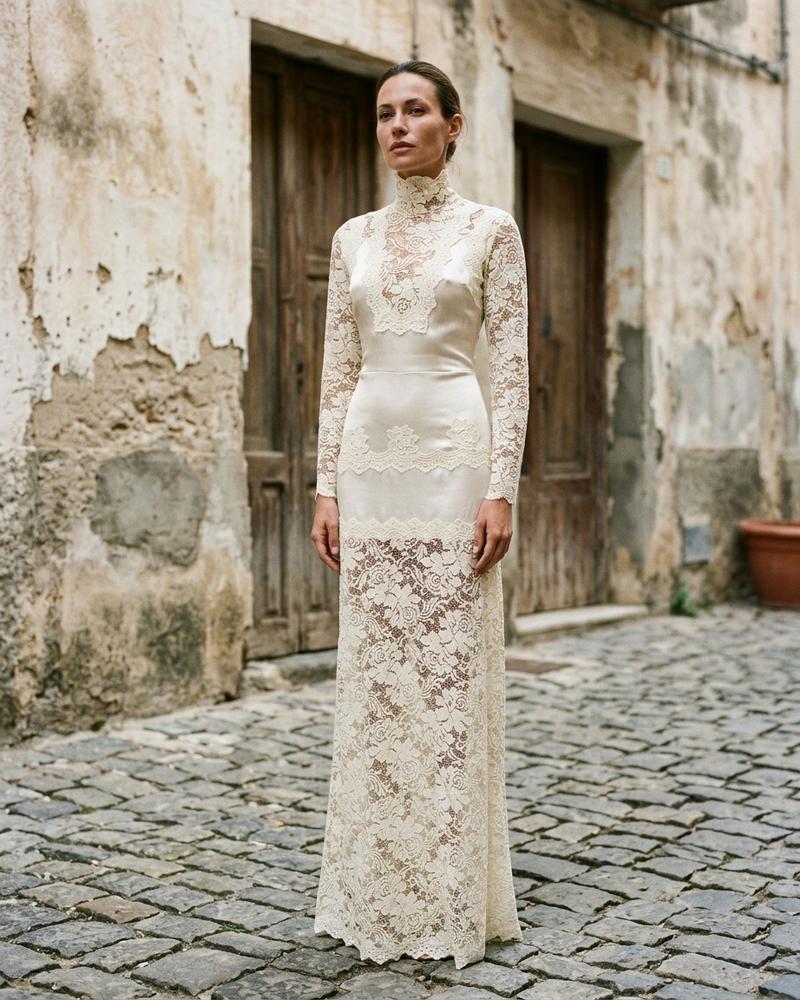Macys Wear - Samir | Spitzenbesetztes langärmliges Kleid Damen