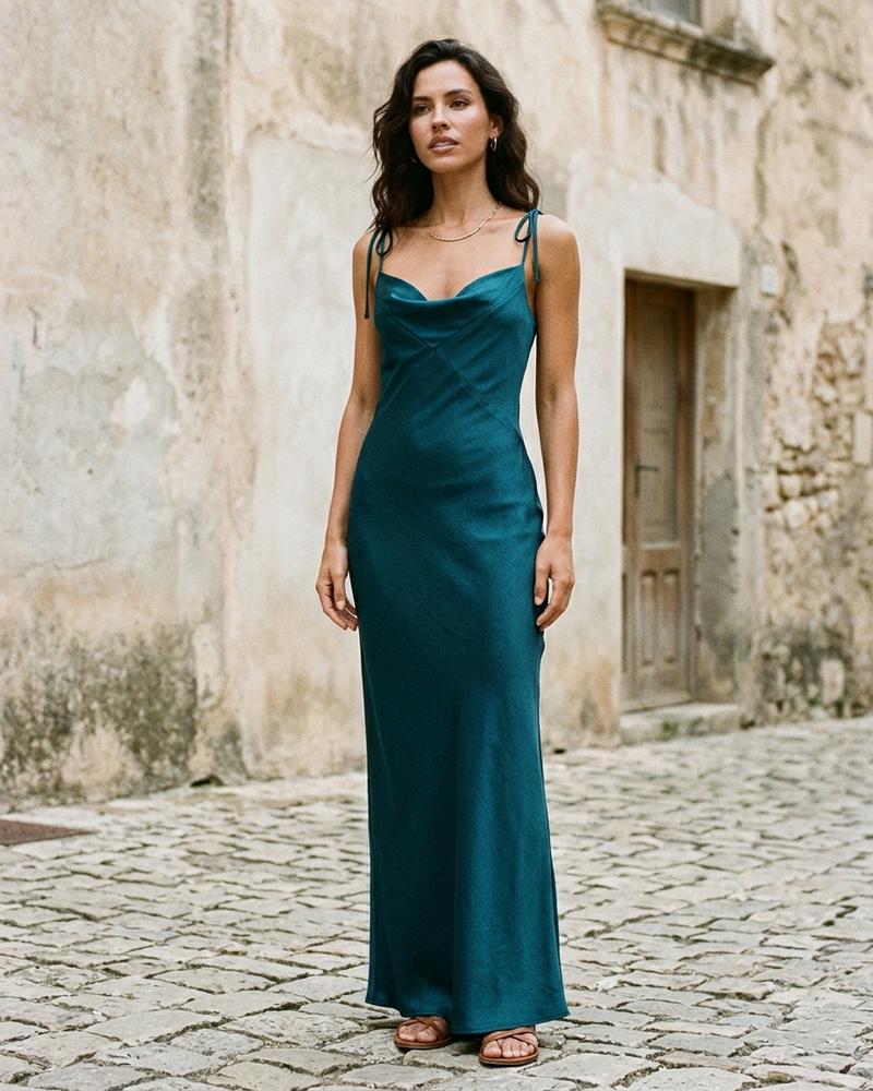 Macys Wear - Radar | Drapiert Satinartig Kleid Damen