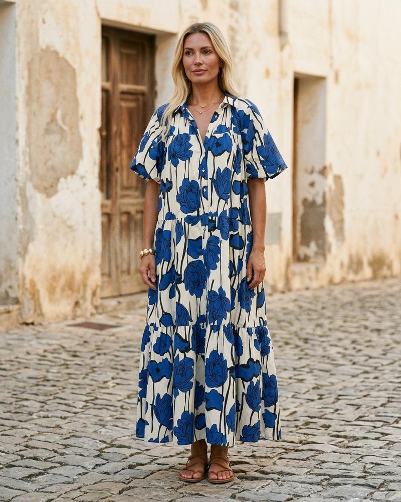 Macys Wear - Salar | Gemustertes Geknöpftes Kleid Damen