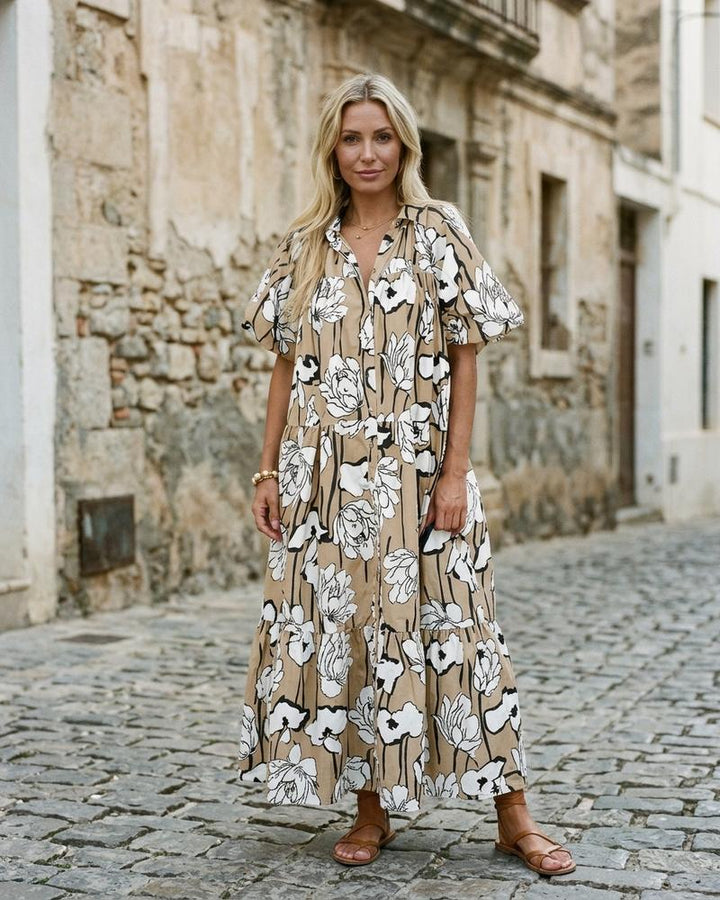Macys Wear - Salar | Gemustertes Geknöpftes Kleid Damen