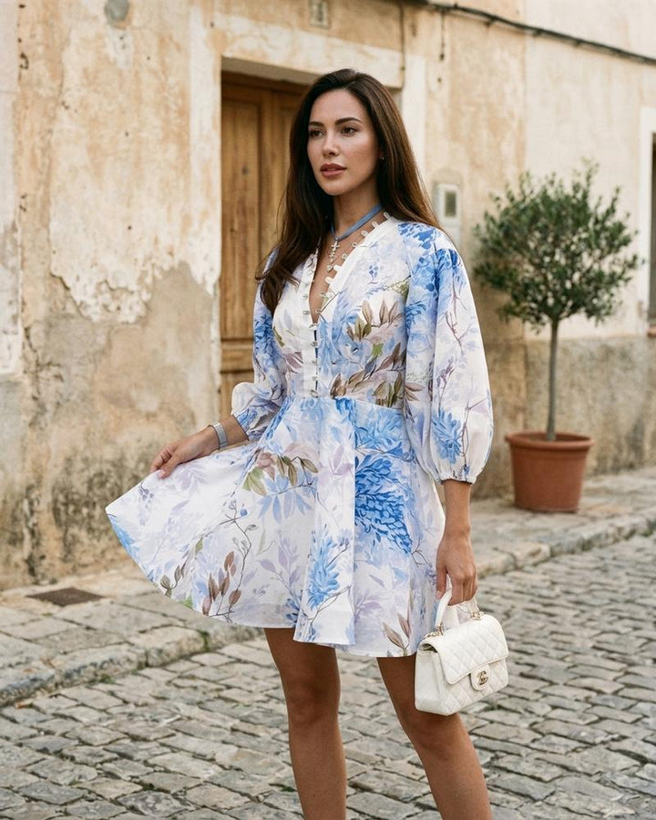 Macys Wear - Zeser | Geblümtes Langärmliges Kleid Damen