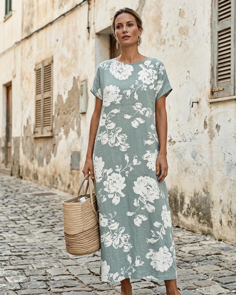 Macys Wear - Seram | Bedrucktes Kurzärmliges Kleid Damen