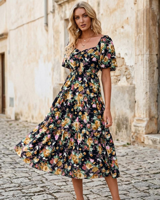 Macys Wear - Damor | Geblümtes Kurzärmliges Kleid Damen
