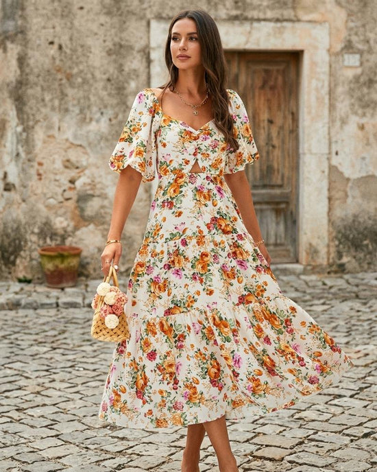 Macys Wear - Damor | Geblümtes Kurzärmliges Kleid Damen