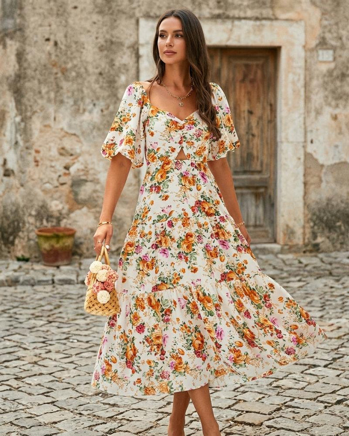 Macys Wear - Damor | Geblümtes Kurzärmliges Kleid Damen