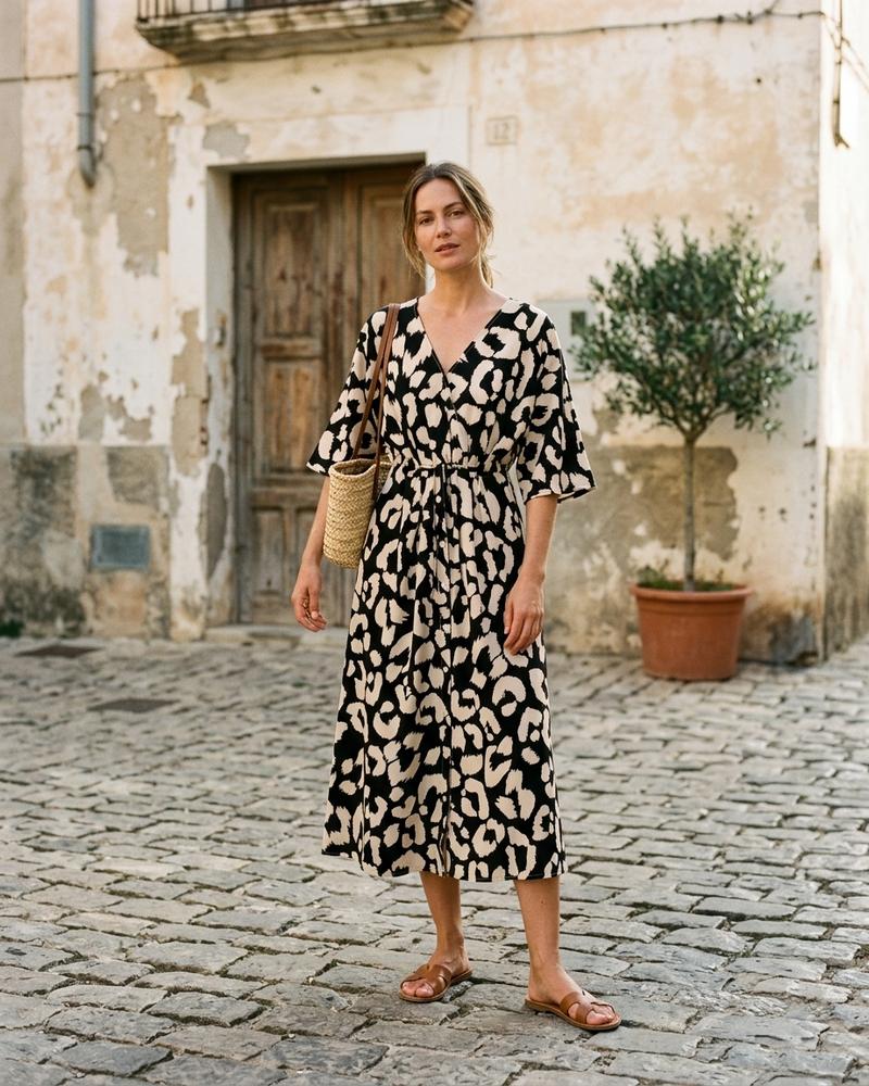 Macys Wear - Nirev | Durchgeknöpftes Animalprint Kleid Damen