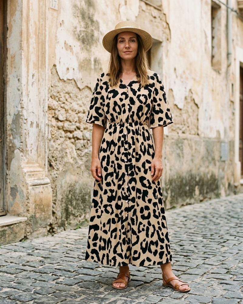 Macys Wear - Nirev | Durchgeknöpftes Animalprint Kleid Damen
