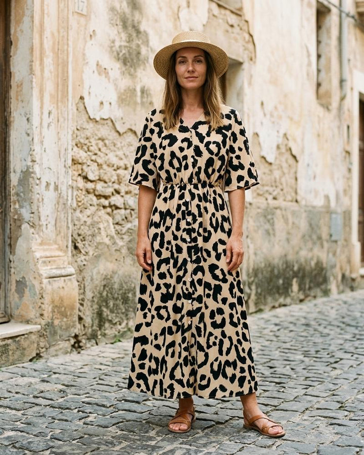 Macys Wear - Nirev | Durchgeknöpftes Animalprint Kleid Damen