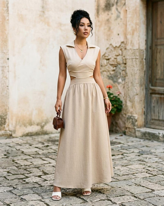 Macys Wear - Vedan | Ärmellos Ausgeschnitten Kleid Damen