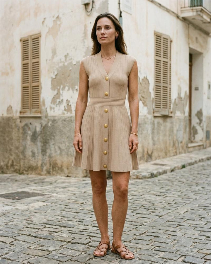 Macys Wear - Lyken | Gerippt Geknöpft Kleid Damen