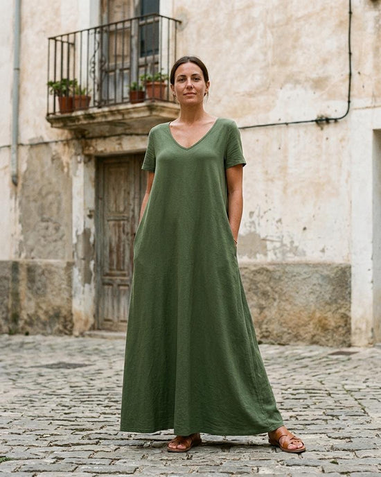 Macys Wear - Lykar | Kurzärmliges Langes Kleid Damen