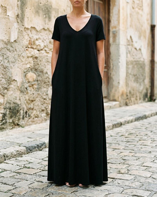 Macys Wear - Lykar | Kurzärmliges Langes Kleid Damen