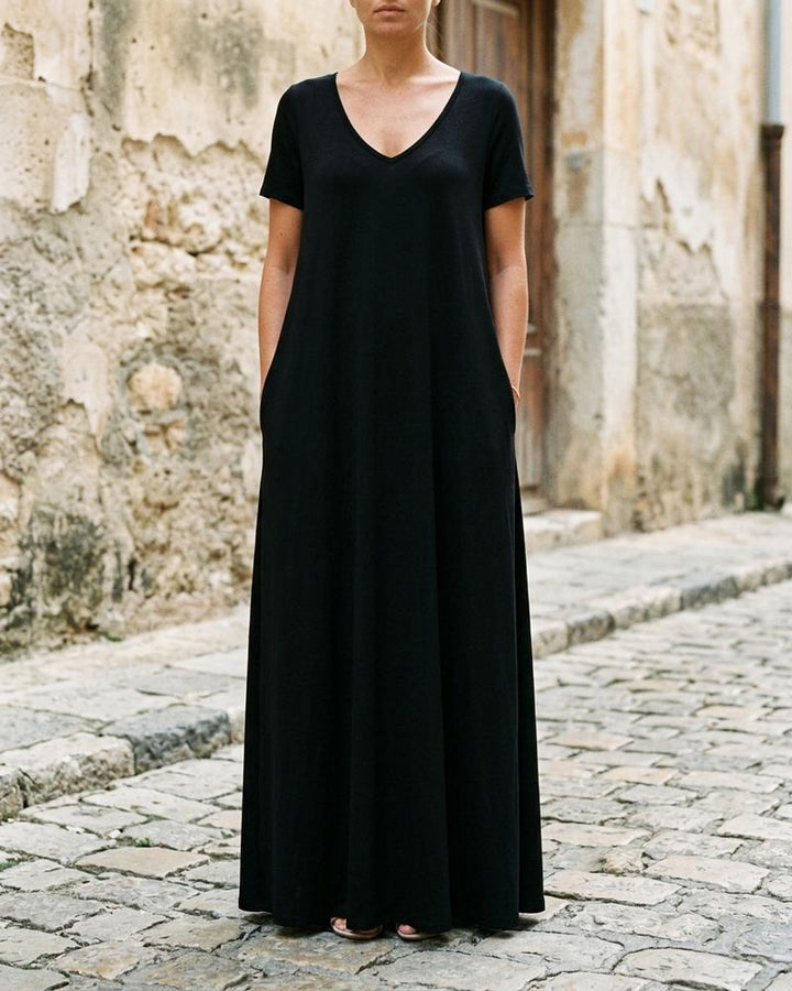 Macys Wear - Lykar | Kurzärmliges Langes Kleid Damen