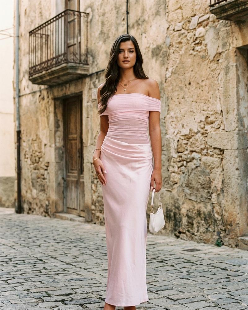 Macys Wear - Seser | Schulterfreies Gerafftes Kleid Damen