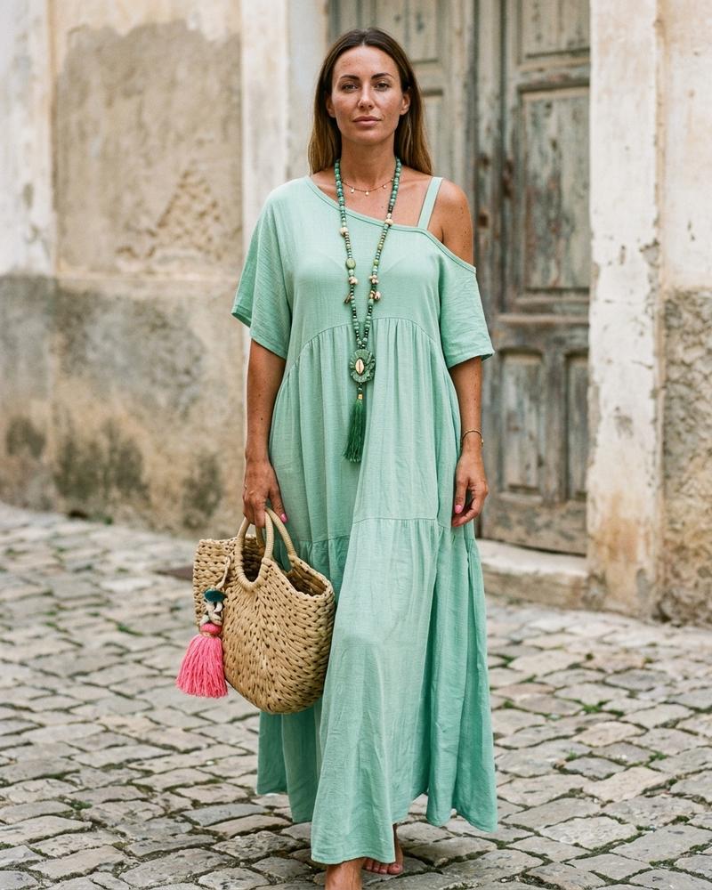 Macys Wear - Semor | Gestuftes Kurzärmliges Kleid Damen