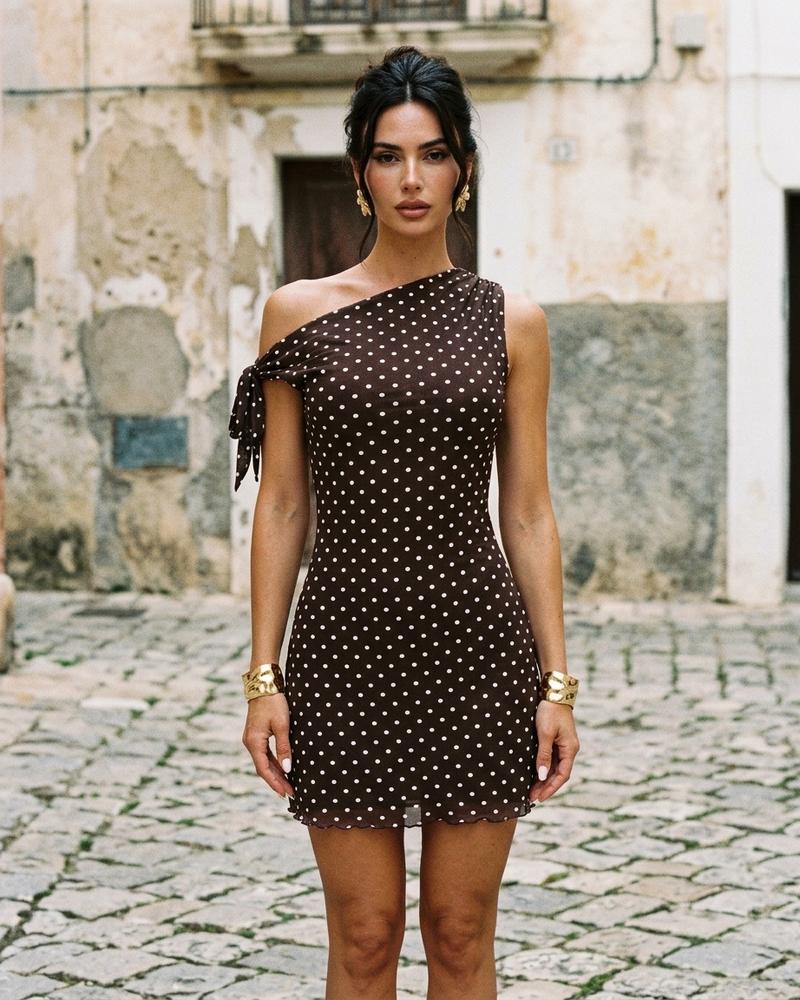 Macys Wear - Covel | Asymmetrisches Gepunktetes Kleid Damen