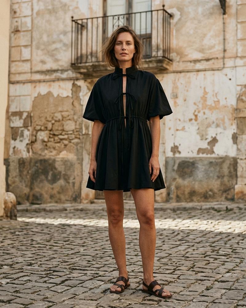 Macys Wear - Lavar | Tailliertes Kurzärmliges Kleid Damen