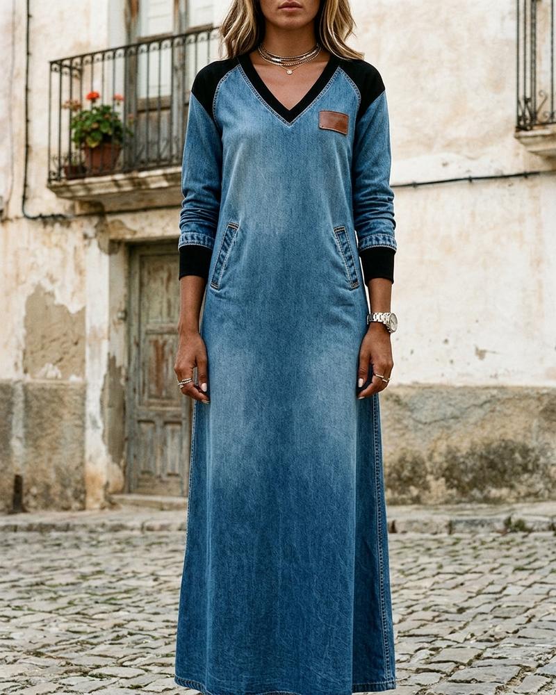 Macys Wear - Rivel | Zweifarbiges Denim Kleid Damen