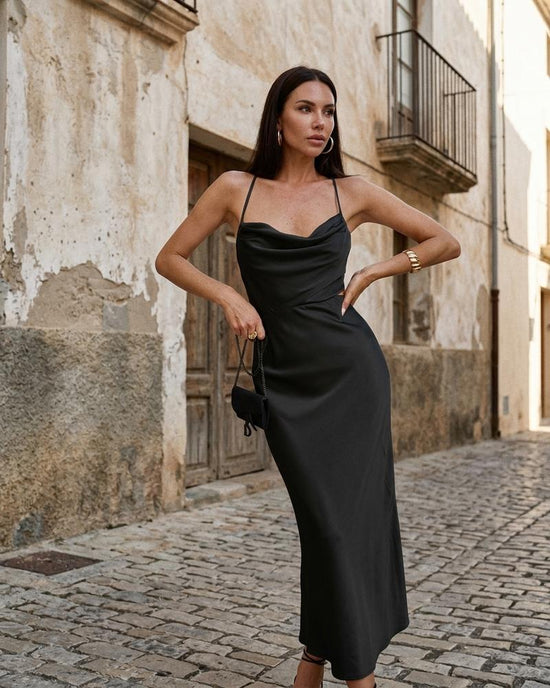 Macys Wear - Elrel | Satiniert Drapiert Kleid Damen