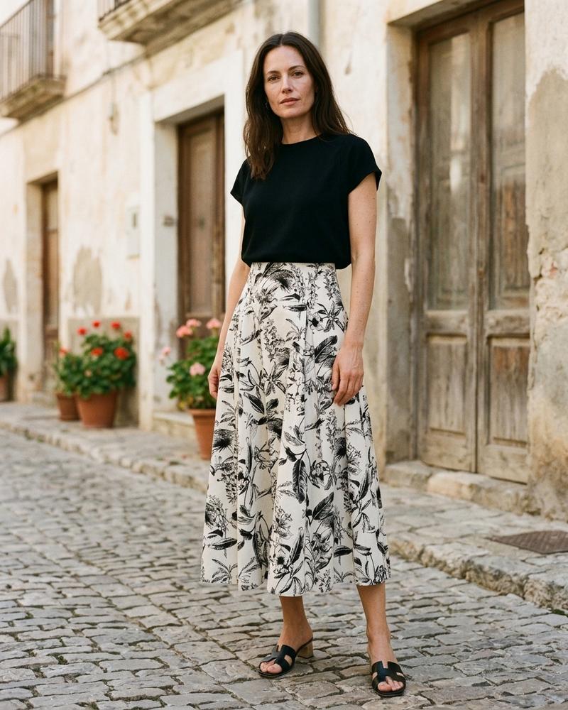 Macys Wear - Riken | Gemusterter Ausgestellter Rock Damen