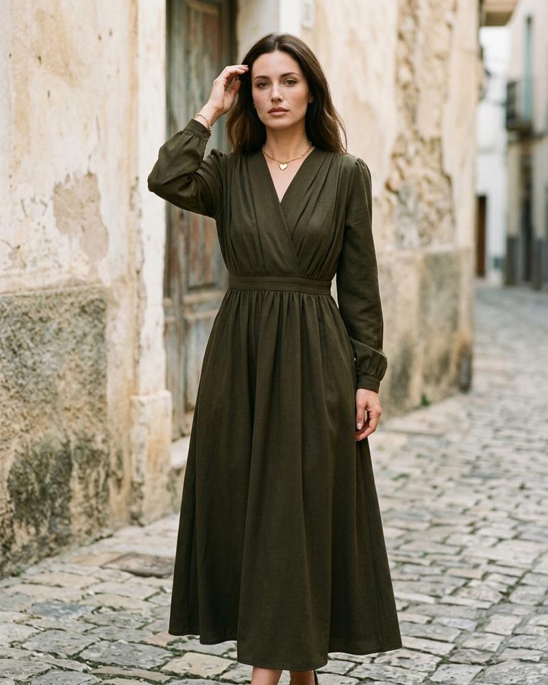 Macys Wear - Lyvar | Langärmliges Tailliertes Kleid Damen