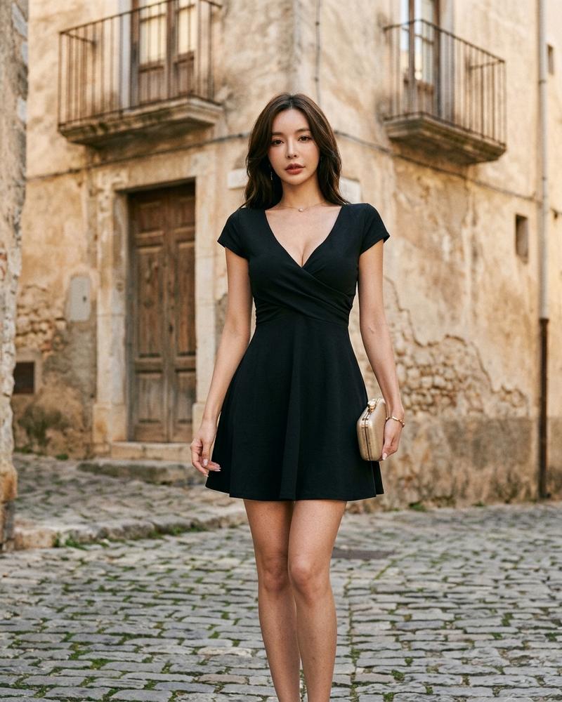 Macys Wear - Yorel | Kurzärmliges Tailliertes Kleid Damen