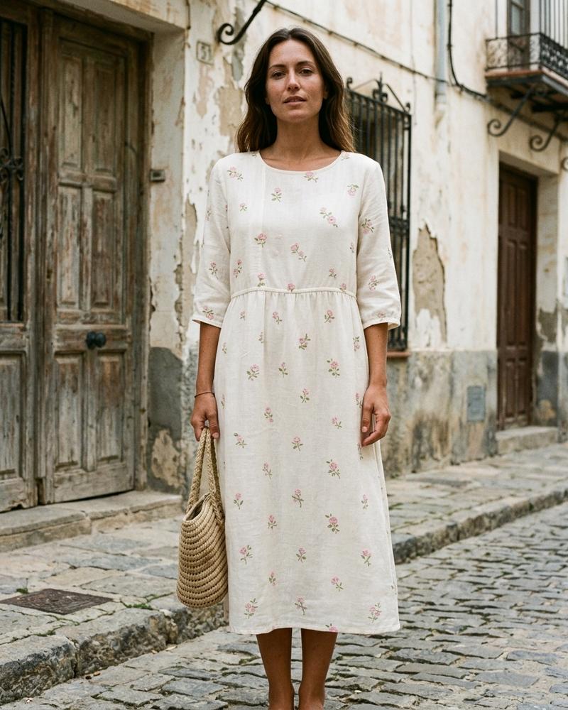 Macys Wear - Casan | Geblümt Halbärmlig Kleid Damen