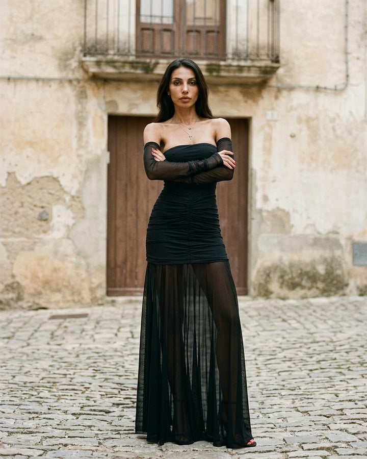 Macys Wear - Comir | Transparentes Gerafftes Kleid Damen