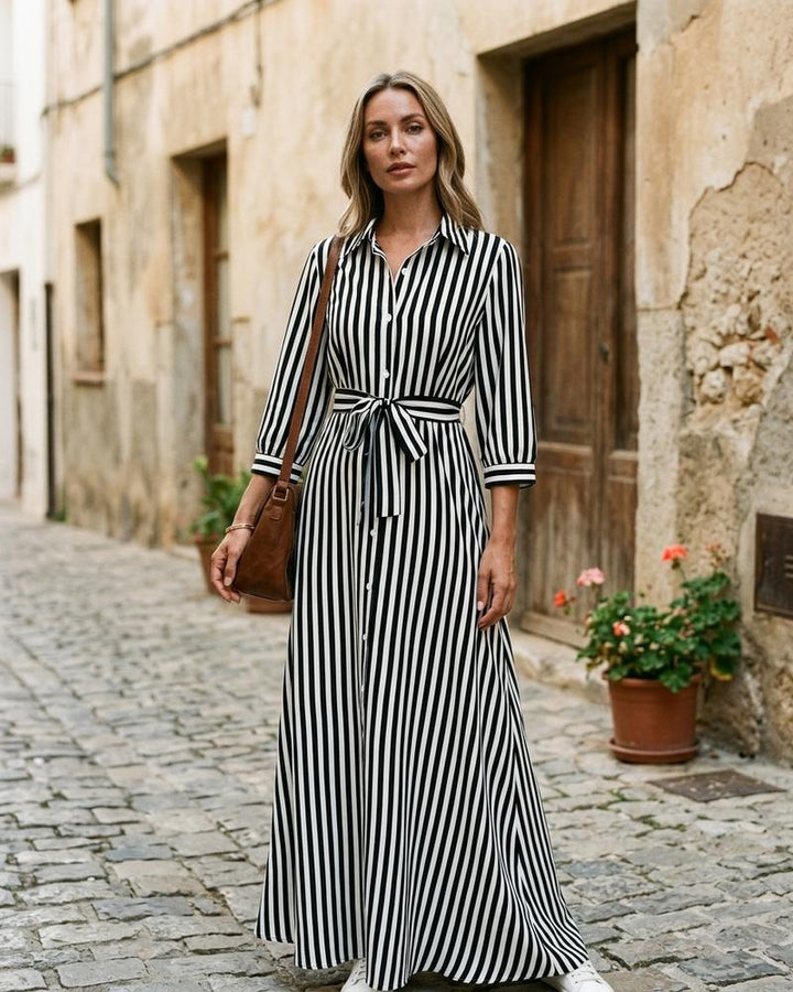 Macys Wear - Nomir | Gestreift Tailliert Kleid Damen