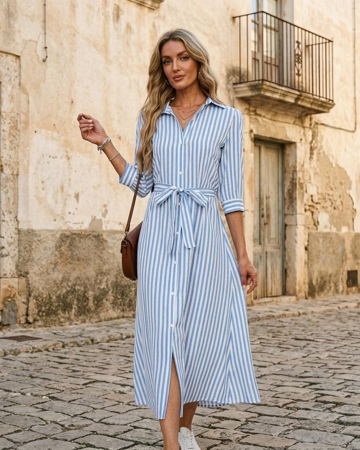 Macys Wear - Nomir | Gestreift Tailliert Kleid Damen