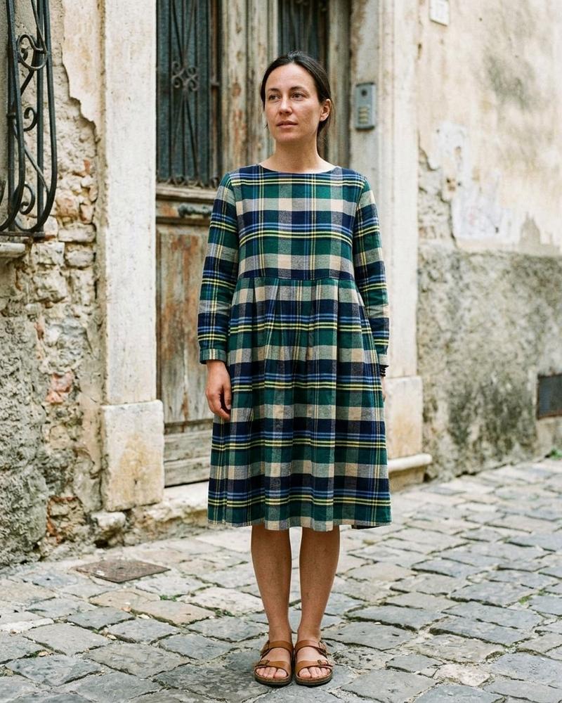 Macys Wear - Madar | Kariert Langärmlig Kleid Damen