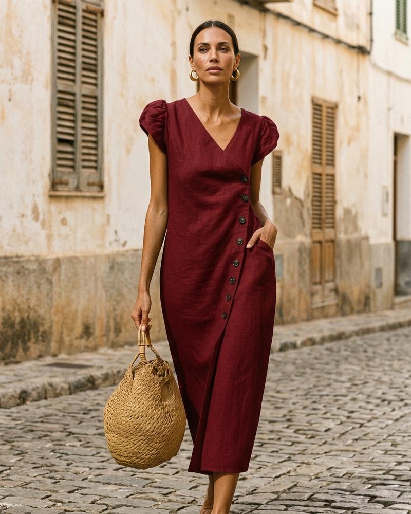 Macys Wear - Yover | Geknöpftes Kurzärmliges Kleid Damen