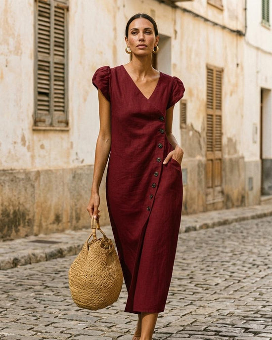 Macys Wear - Yover | Geknöpftes Kurzärmliges Kleid Damen