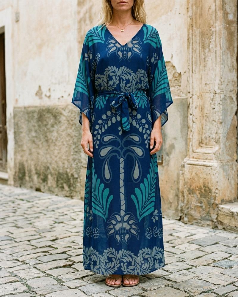 Macys Wear - Maran | Gemustert Lang Kleid Damen