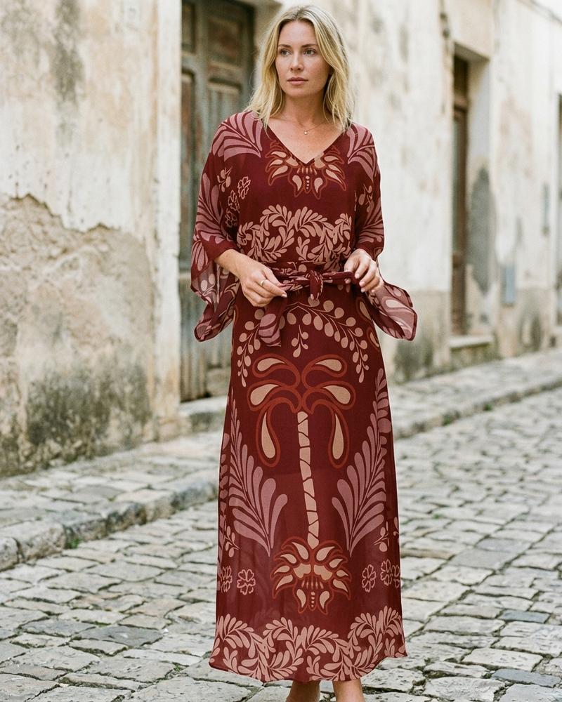 Macys Wear - Maran | Gemustert Lang Kleid Damen