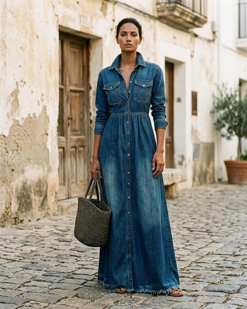 Macys Wear - Nerel | Langärmlig Durchgeknöpft Kleid Damen