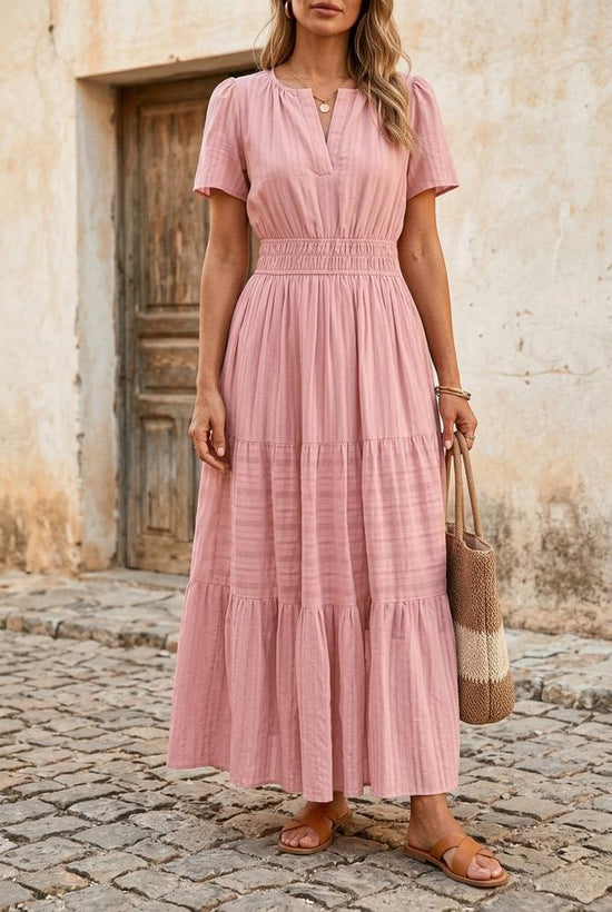 Macys Wear - Matal | Gestuft Gesmokt Kleid Damen