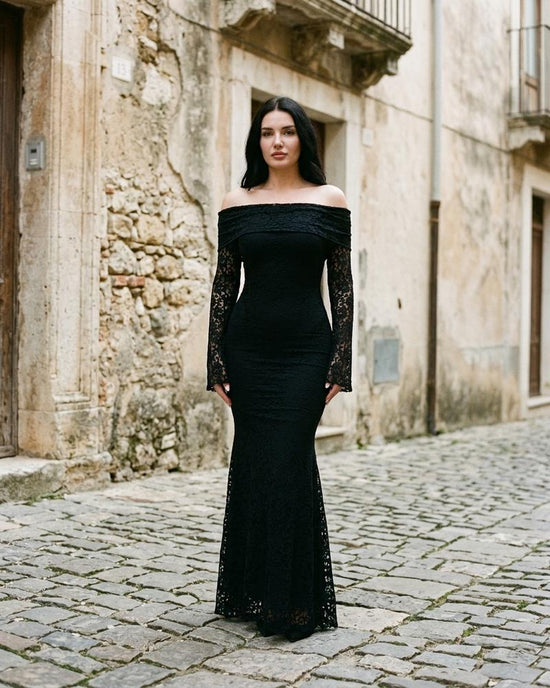 Macys Wear - Nosel | Schulterfreies Langärmliges Kleid Damen